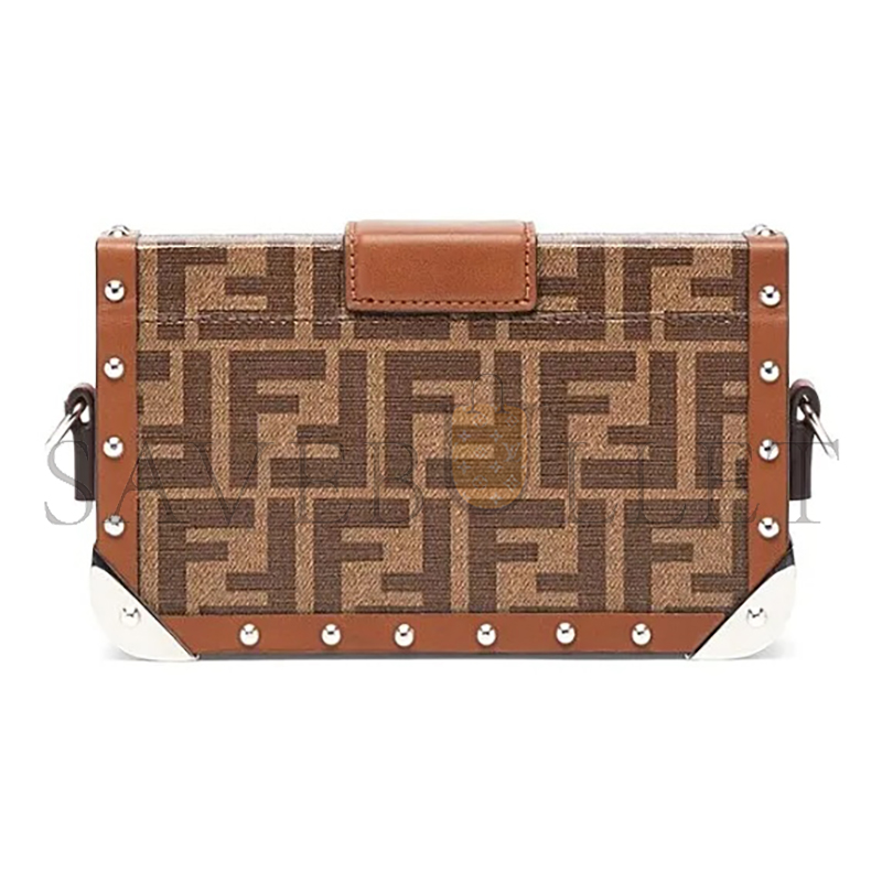 F**di baguette trunk bag zucca coated canvas mini brown 7va507a8v3f18at (19*11*4cm)